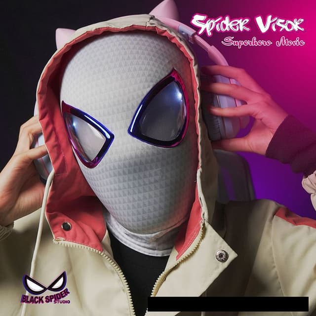 Spider-Man: Across The Spider-Verse Gwen Stacy LED Eyes Mask Headgear with Remote Controller