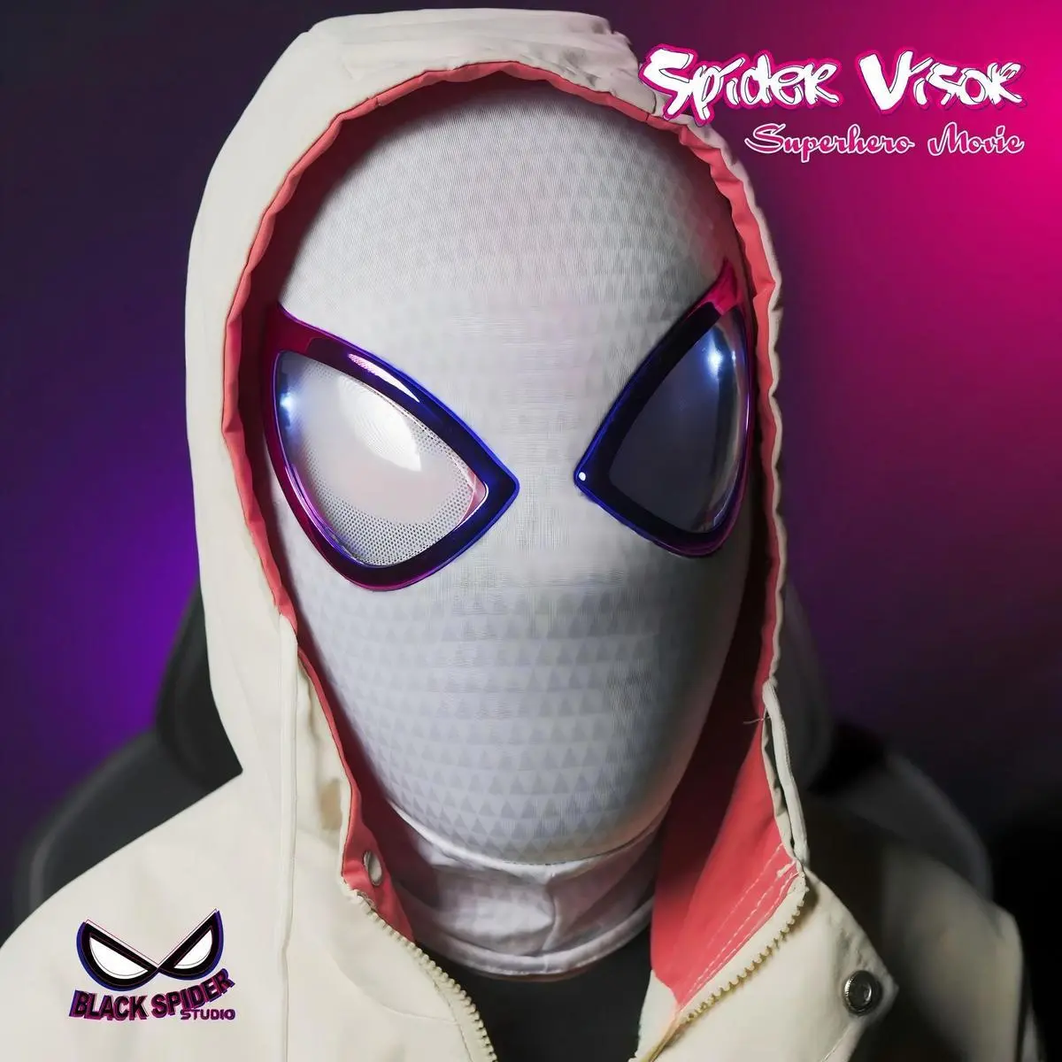 Spider-Man: Across The Spider-Verse Gwen Stacy LED Eyes Mask Headgear with Remote Controller 2